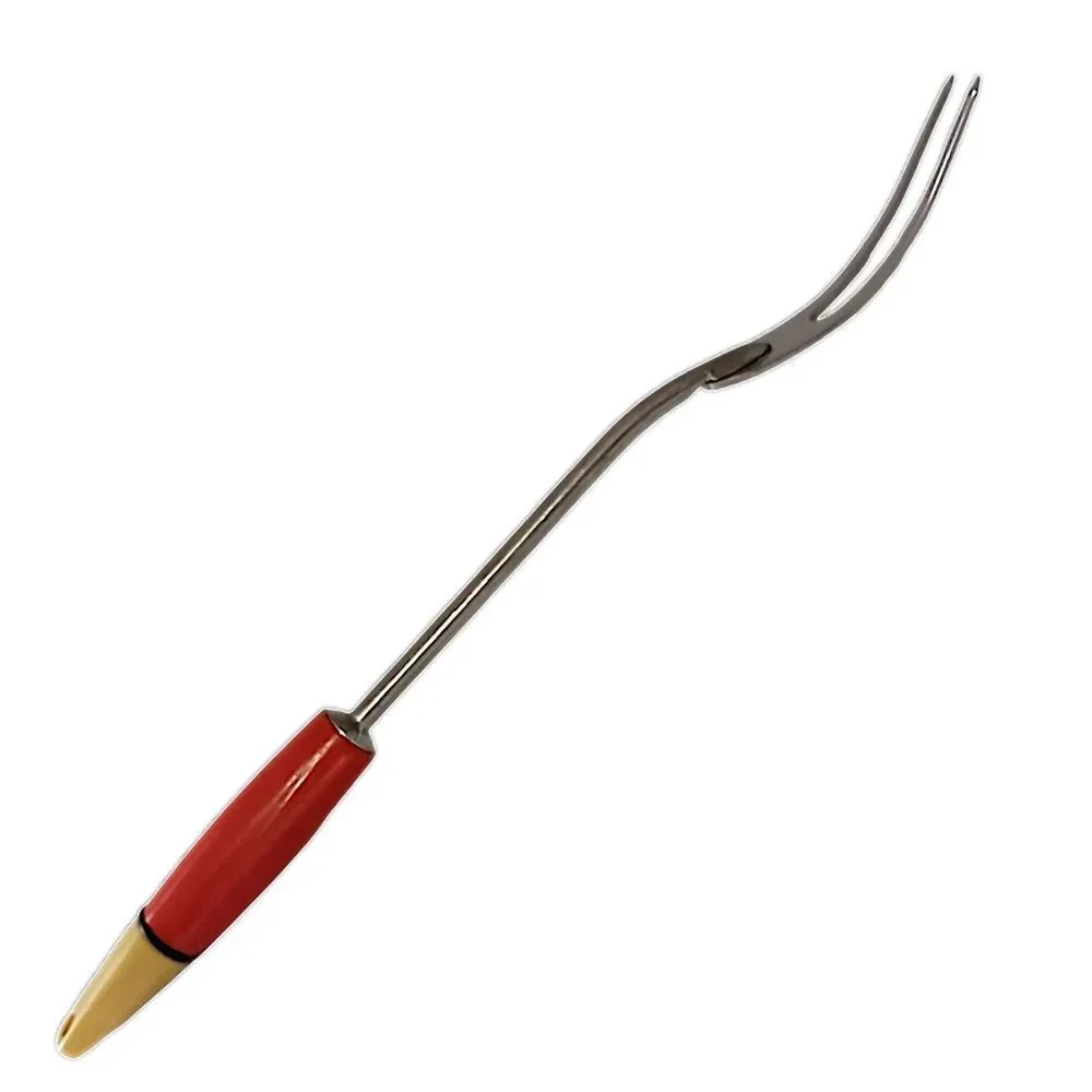 A&J‎ Ecko Serving Fork Vintage Red Yellow Handle Stainless Steel USA Melamine